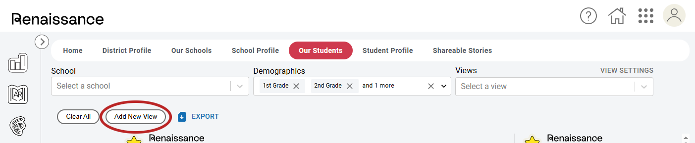 the Add New View option