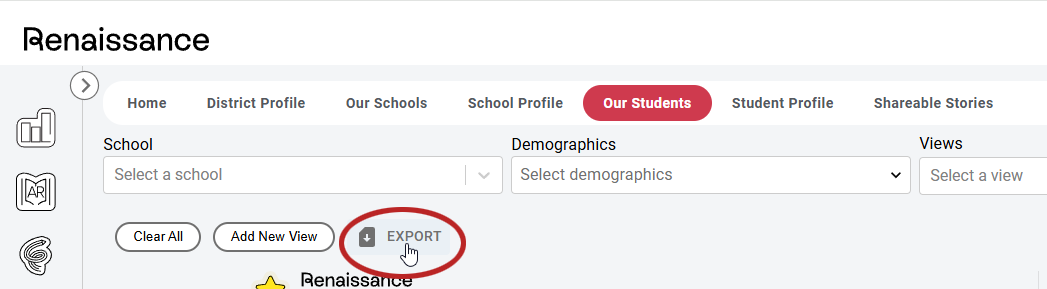 the Export option