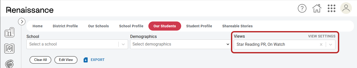 the Views drop-down list