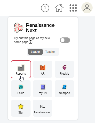 the Reports option in the popup menu