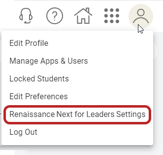 the Renaissance Next for Leaders Settings option
