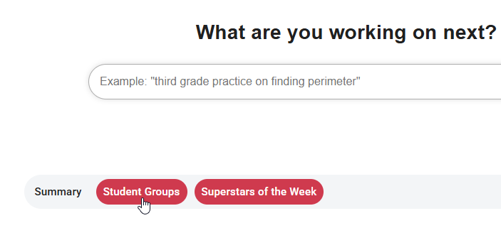 the Student Groups tab