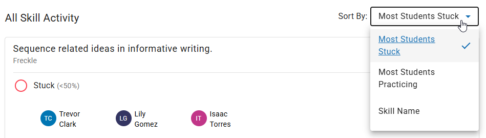 the Sort By drop-down list to the right