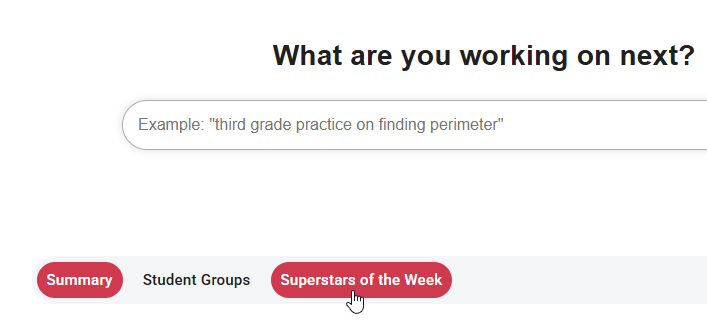 the Superstars of the Week tab