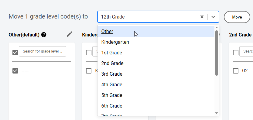 a value checked, the Move drop-down list, and the Move button